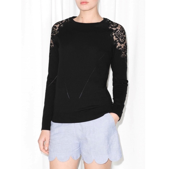 & Other Stories Sweaters - & Other Stories Lace shoulder black sweater